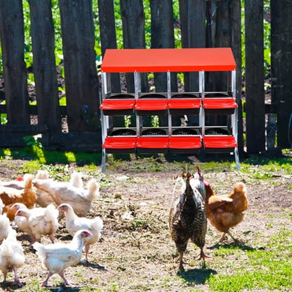 Chicken Nesting Box, 8-Hole Wall Mount Metal Chicken Nesting Box with Rollout Egg Collection & Easy-Clean Pull Out Tray, Roll Away Hen Roosting Boxes