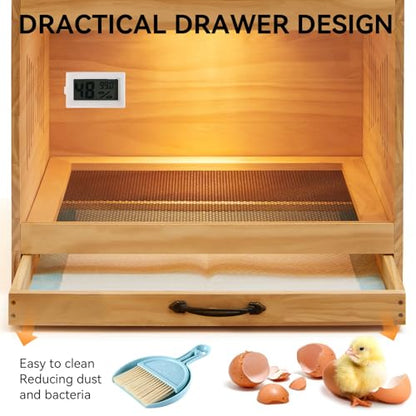 Brooder Box for Chicks with Heat Lamp Kit & Thermometer - Wooden Chicken Brooder for 12 Chicks Indoor/Outdoor - Baby Chicken Cage for Ducks, Quails, Hamsters, Lizards
