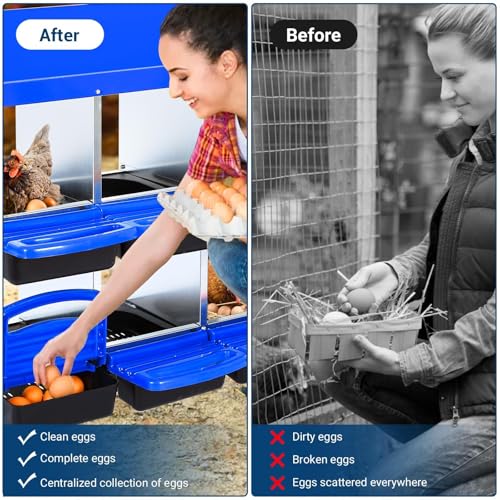Chicken Nesting Boxes,6 Compartment Nesting Boxes for Laying Eggs with Legs,Wall Mount Poultry Roll Away Chicken Laying Boxes,Easy Egg Collection,Cleanable Pull Out Hen Roosting Boxes