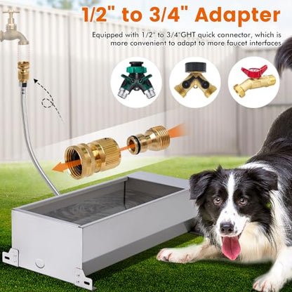 Automatic Large Dog Water Bowl Dispenser Outdoor Stainless Steel Automatic Livestock Water Trough Large Capacity Auto Fill Dog Waterer with Float Valve, for Chicken Geese Duck Goat Pig - size: 2 Gal
