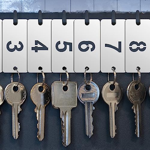 Hicarer 50 Pcs Metal Numbered Tags 1-50 Stainless Steel Number ID Key Tags with Holes Numbered Key Rings Chain(Rectangular) - style: Rectangular
