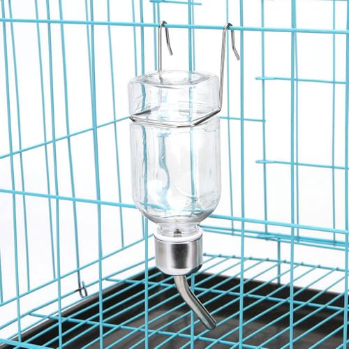 Mipcase Pet Water Feeder 2-Pack Hanging No-Drip Water Dispenser for Small Animals Leak-Proof Rabbit & Guinea Pig Drinking Bottles with Hooks and Springs 2.16X2.04X9.05 Inches - color: Transparent, size: 5.2X5.2X23CM