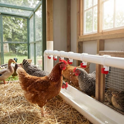 Chicken Waterer Nipples, Durable Steel Ball Valve, Automatic Drinking Spout, Clip 25mm Pipe, Farm Waterer for Chickens, Ducks, Geese, Poultry Drinking System, Farm