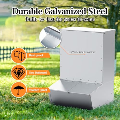 2 Door Hog Feeder, Heavy Duty Steel Piglets Feeder, 3.7 Bushels Pig Feeder, Livestock Feeder for Feeding up to 8 Pigs