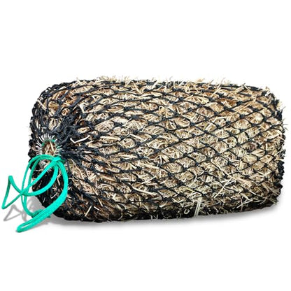Square Bale Hay Nets for Horses, Premium PE Slow Feed Net with 1.6" Hole, Suitable for 36x18x18 to 45x25x17 Inches Hay Bales, Drawstring Closure for Easy Loading