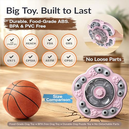 KADTC Dog Puzzle Toy, 3 Levels of Step-by-Step Challenge, Spin-to-Release Treat Dispenser, Slow Feeder & Mental Stimulation Enrichment Toy for Small Medium Large Dogs - color: Pink