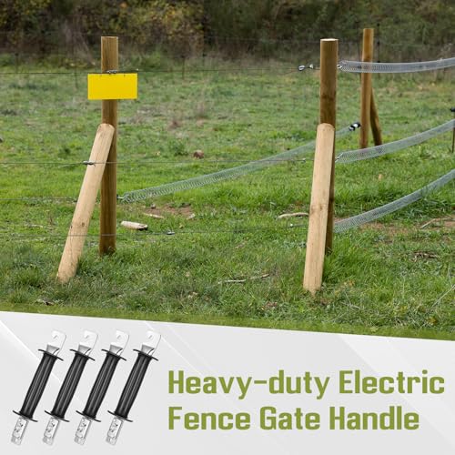 Geelin 5 Pcs Heavy Duty Electric Gate Handles Rubber Insulated Gate Handle Black Electric Fence Insulators with Spring for Farm Commercial Residential