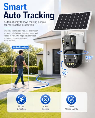JideTech 4G LTE Solar Security Camera, Dual Lens 6MP PTZ Outdoor, 8W Solar Panel, 16000mAh Battery, AOV(Always-On Video), Colour Night Vision, AI Human Detection, Two-Way Audio (No WiFi)