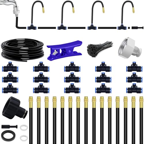 49.21Ft Drip Irrigation System, 360° Bendable Drip Irrigation Kit Automatic Irrigation System for Garden, Adjustable Garden Watering Misting System for Greenhouse, Yard, Lawn, Plant - size: 49.21Ft