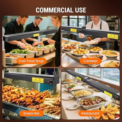 36-Inch Food Heat Lamp, 1000W Commercial Food Warmer Lamp Electric Strip Heater Overhead Stainless Steel Heat Lamps for Buffet Restaurant Parties Catering, Black 115V - color: Black, size: 36 Inch