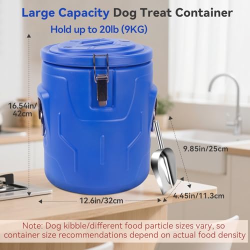 Newget 20lb Dog Food Storage Container, Stainless Steel Airtight Pet Food Storage Container and Durable Plastic Food Container, Large Metal Cat Food Container with Lid and Scoop to Keep Fresh - size: 20 lb