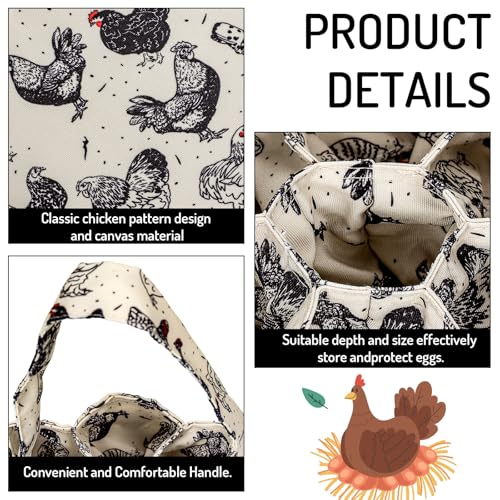 JarThenaAMCS 2Pcs Egg Bags with 7 Pouches Egg Collecting Basket Canvas Eggs Gathering Bags for Farmhouse Garden Coop Hen Chicken Duck Goose Eggs Storage, 8 x 2.6 Inch