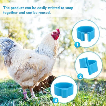 100 Pcs 16mm Plastic Chicken Leg Bands, Color-Coded Leg Bands for Chickens & Farmers, Notched Ring Design Chicken Bands Leg for Easy Flock Management