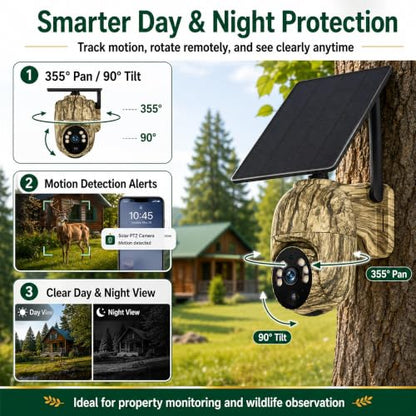 Solar Camouflage Camera Trail 4G Cellular and WiFi Models Available Night Vision Motion Activated Waterproof Hunting for Deer Game Wildlife Backyard Outdoor Field Monitoring App Control(4G) - color: 4G