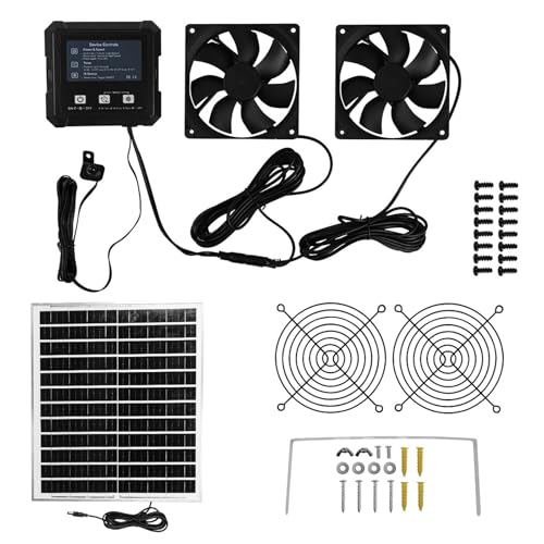 Solar Chicken Coops Fan with Light Sensing Auto Timer Double Ventilation for Poultry House Outdoor Weatherproof Solar Chicken Coops with Light Sensing Auto Timer Double Ventilation for Poultry House