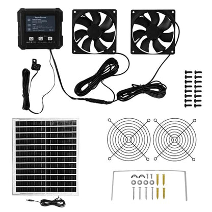 Solar Chicken Coops Fan with Light Sensing Auto Timer Double Ventilation for Poultry House Outdoor Weatherproof Solar Chicken Coops with Light Sensing Auto Timer Double Ventilation for Poultry House