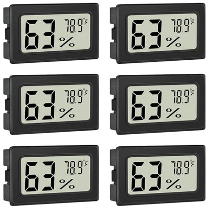 Humidity Meter Indoor Thermometer 6-Pack Mini Digital Thermometer Hygrometer Indoor Temperature Humidity Meters Gauge LCD Display Fahrenheit (℉) for Greenhouse, Reptile Tank, Cellar, Closet
