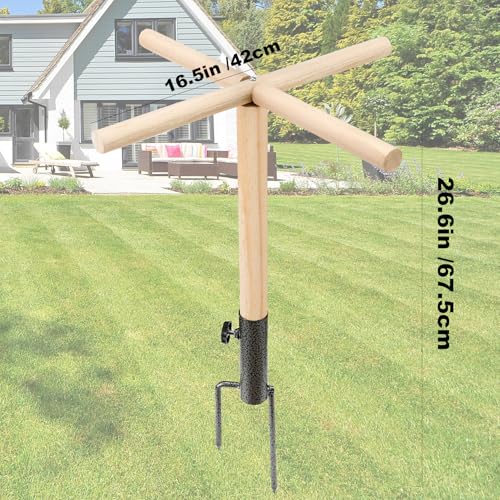 Chicken Perch Toys for Coop, Chick Perch Stand Wooden with Metal Ground Plug, Reusable Chicken Roosting Bar Ladder Backyard Playground Toys Suitable for Poultry Rooster Chicks Bird Parrot - size: 16.5*16.5 inchs