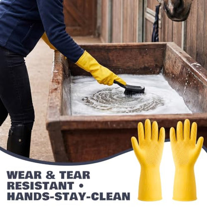 3 Pcs 9" x 2.5" Horse Bucket Brush Trough Scrubber with Rubber Gloves Non-Slip Durable Synthetic Fiber Water Buckets Brush for Livestock Farm Equine Water Buckets Feed Trough Cleaning