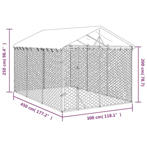 Outdoor Dog Kennel 10x15 Feet Galvanized Steel Pet Enclosure with Weatherproof Roof for Dogs, Chickens, Rabbits - Durable, Spacious, and Portable Animal Playpen - size: 10 x 15 x 8.2 ft