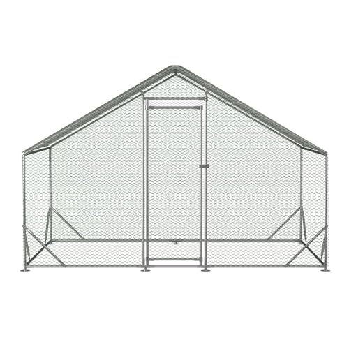 Garvee Large Metal Chicken Coop,Walk-in Poultry Cage,Outdoor Hen Run House with Waterproof and Anti-Ultraviolet Cover Rabbits Habitat Cage for Outdoor - size: 6.5"L x 9.8"W x 6.4"H