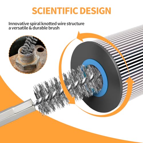 Bore Brush for Drill – 8pcs Stainless Steel Wire Tube Brush in Different Sizes, Twisted Wire Cleaning Brush with 1/4" Hex Shank, bore Brush Copper Pipe Cleaner for Power Drill & Tube Cleaning - style: 8pcs