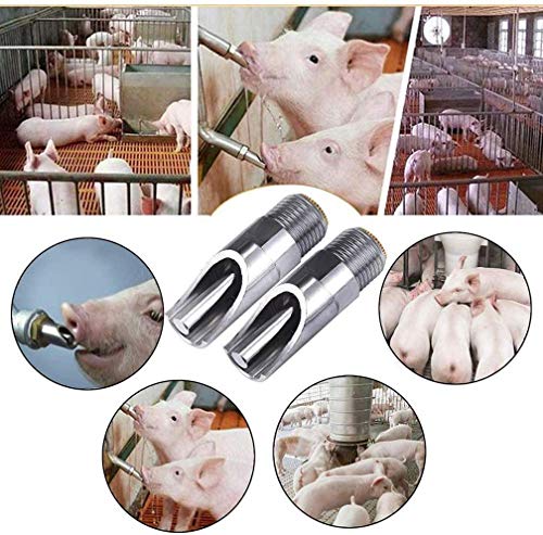 Stainless Steel Pig Waterer,NPT 1/2" Automatic Pig Nipple Drinker Feeder Waterer (5 pcs)