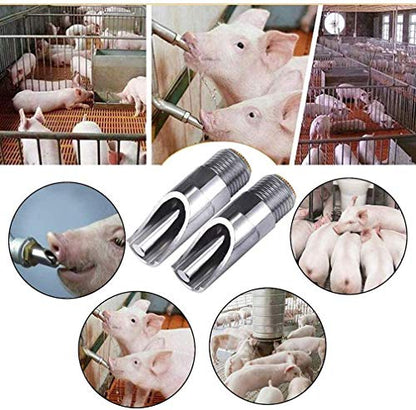 Stainless Steel Pig Waterer,NPT 1/2" Automatic Pig Nipple Drinker Feeder Waterer (5 pcs)