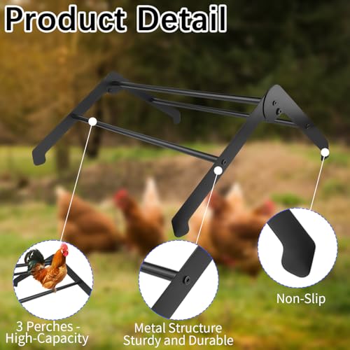 Adjustable Chicken Roosting Bars for Coop & Brooder – Heavy-Duty Metal Roost Ladder, Chick Perch for Hens, Farm-Ready Roosting Bar (Black)