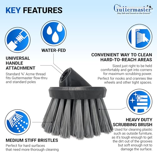 Guttermaster GM-314P Grey 4.5 Inch Diameter Round Medium Stiff Flow Through Brush for Decks and Sidewalks