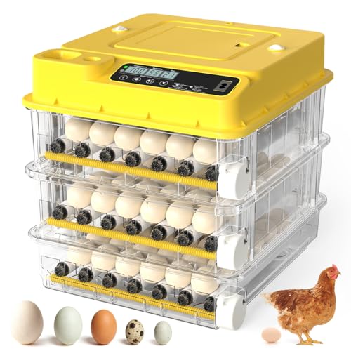 108 Egg Incubator for Hatching Eggs, Fully Automatic Egg Incubator with Auto Temp/Water/Turning, for Chicken Duck Goose Quail Pigeon Turtle Eggs, Humidity Control by Bottles, 361° View Clear Window - color: 108-eggs