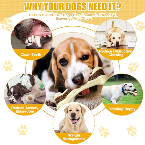 Sosation 6 Pcs Dog Toys for Aggressive Chewers Christmas Nylon Beef Flavor Bones Tough Puppy Teething Toys Puppy Chew Bones for Large Medium Small Breed Dogs Puppies(Large Medium) - size: Medium/Large