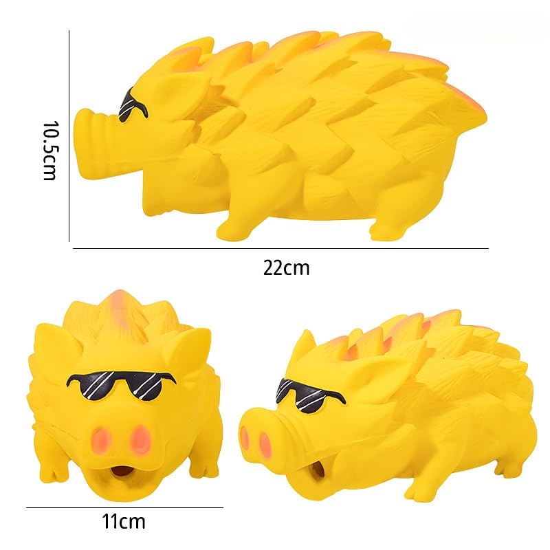 Dog Latex Pig Toy, Large Squeaky Design with Textured Back for Chewing, Training, and Floating Play (Yellow) - color: Yellow