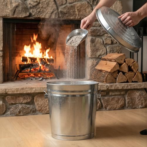 Plexon 10 Gallon Trash Can with Lid Outdoor Galvanized Metal Bucket with Locking Lid for Poultry Feed Bird Seed Storage Ash Garbage Trash Bin - size: 10-Gallon