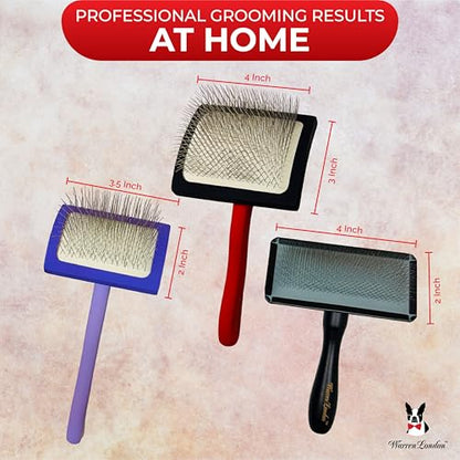 Warren London Precision Pro Slicker Brush for Dogs – 3.5" x 2" Medium Slicker Brush for Tangle-Free Grooming – Soft Pins for Medium & Long Coats – Ergonomic Handle – Professional Pet Grooming Tool - style: Precision Pro Medium