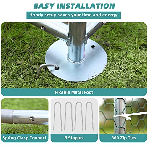 MEETWARM Large Metal Chicken Coop Run, Walk-in Enclosure Poultry Hen Run House, Spire Shaped Chicken Pen with Waterproof & Anti-UV Cover for Outdoor Farm Use(9.8' L x 13.12' W x 6.56' H) - color: 9.8' L x 13.12' W x 6.56' H