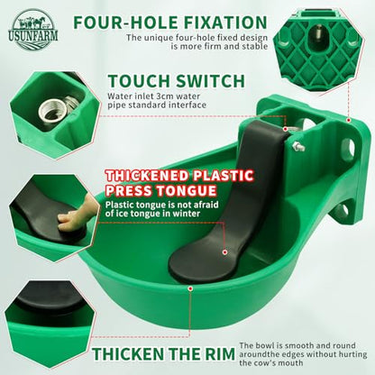 1pcs Automatic Livestock Waterer Bowl Water Trough Outdoor Cow Plastic Sink Horse Sheep Cattle Drinking Bowl Pet Feeding Bowls（Green） ﻿
