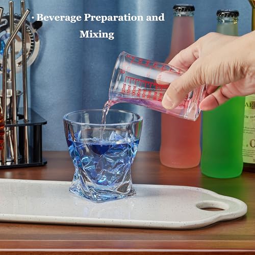 Ackers 4oz Glass Measuring Cup – Shot Glass with Ounce,Ml,Cups Markings for Kitchen & Bar(Red Line) - color: Red(Single)