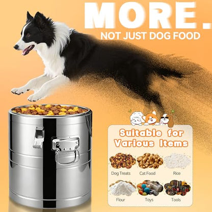 40lb Stainless Steel Dog Food Storage Container, Large Capacity Metal Pet Food Storage Container with Scoop, Airtight Dog & Cat Food Treat Bin for Dry Food Keep Fresh for Multi-Pet Households - size: 40lb