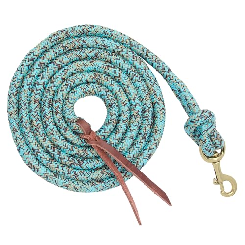 Weaver Equine Performance Lead Rope,10' Horse Cowboy Rope with Brass Plated Snap, Soft Comfort Grip, Barn Horse Tack for Daily Use - color: Turquoise/Brown/Tan