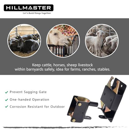 HILLMASTER Heavy Duty 2 Way Farm Gate Latch, Two Way Fence Gate Latch for Metal Gates Livestock Cattle Gate Latches Gate Hardware for Horse Corrals, Ranches(Screws and Instructions Included) - size: 1 Pack