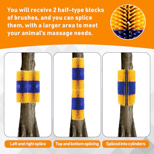 2PCS Livestock Scratch Brush with 4 Screws - Grooming Brushes for Horse, Goat, Cow, Pig - Cattle Supplies with Back Scratcher