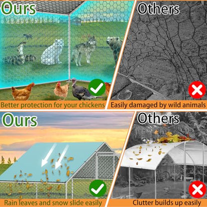 Vipbear Large Metal Chicken Coop Run with Immersed Wire Mesh, Chicken Coop for 8 Chickens Heavy Duty Chicken Run in for Yard with Waterproof Cover and Secure Lock,236'' L x 118''W x 77''H - size: 6M(237''X 77''X118'')