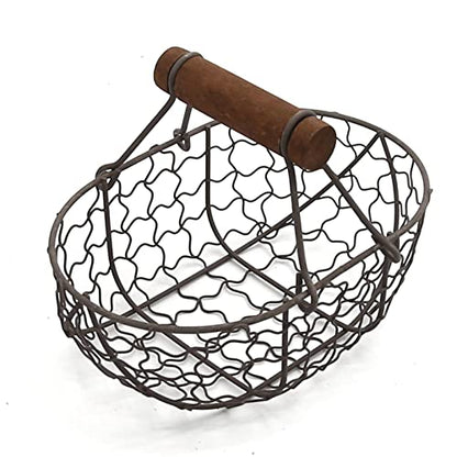 Egg Basket Egg Collecting Basket with Wood Handle Wire Egg Basket Rustic Vintage Primitives for Kitchen Living Room Rustic Egg Collecting Basket with Wood Handle Wire Egg Basket Chicken