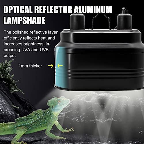 MECESOR Dual Reptile Lamp Fixture with Independent Switches, UVB & Basking Bulb Holder for Glass Terrarium Habitat - Reptile Light Fixture for Bearded Dragons,Turtles,Snakes & Lizards - style: Separate Switches
