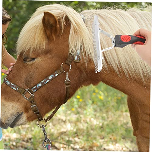 Durable Horse Grooming Rake with Rubber and Metal Teeth Practical Hair Removal Comb for Shedding and Mud Cleaning Ergonomic Handle for Comfortable Use Enhances Circulation and