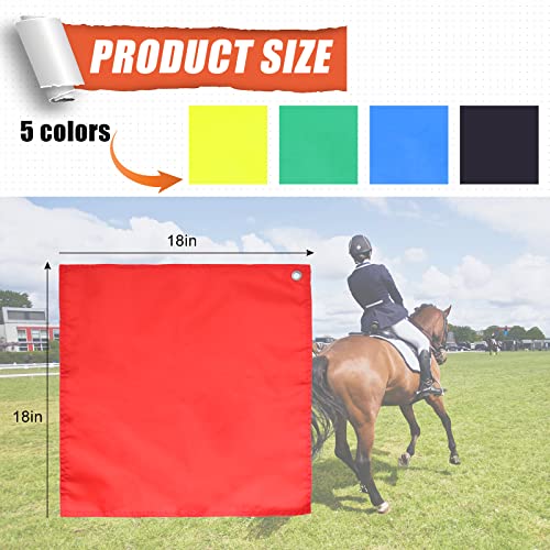 5Pcs Horse Training Flag and 55in Telescoping Pole with Hook for Lunging, Retractable Horse Training Equipment Flag with Clips