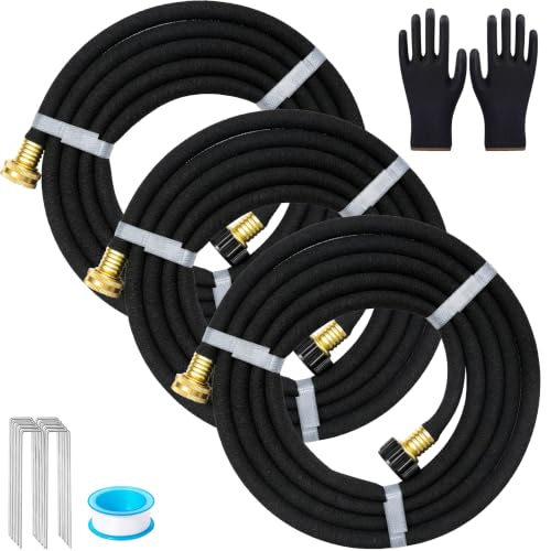 AMRITA Soaker Hose KIT,1/2inch 10ft 3Pack Rubber Garden Hose 70% Water Saving,Black Heavy Duty Soaker Hose For Garden Lawn,Garden Raised Beds.(1/2-10FTX3) - color: 1/2"×(10FT)×(3PCS)