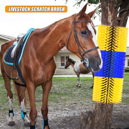 Livestock Scratching Brush 4 Pack, Dense Cow Brush Wall Mount Anti-Itch Grooming Tool, Flexible Goat and Horse for Grooming with Screws and Nuts - color: blue yellow