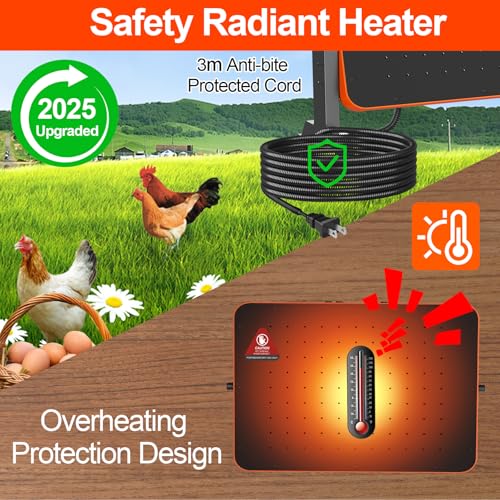 Chicken Coop Heater for Winter,200W Smart Brooder Coop Heater with Overheating Protection,Radiant Heat Panel with Remote Control Timer & Adjustable Temp,Large Heat Warmer for Chicken Kitten Puppy Pets